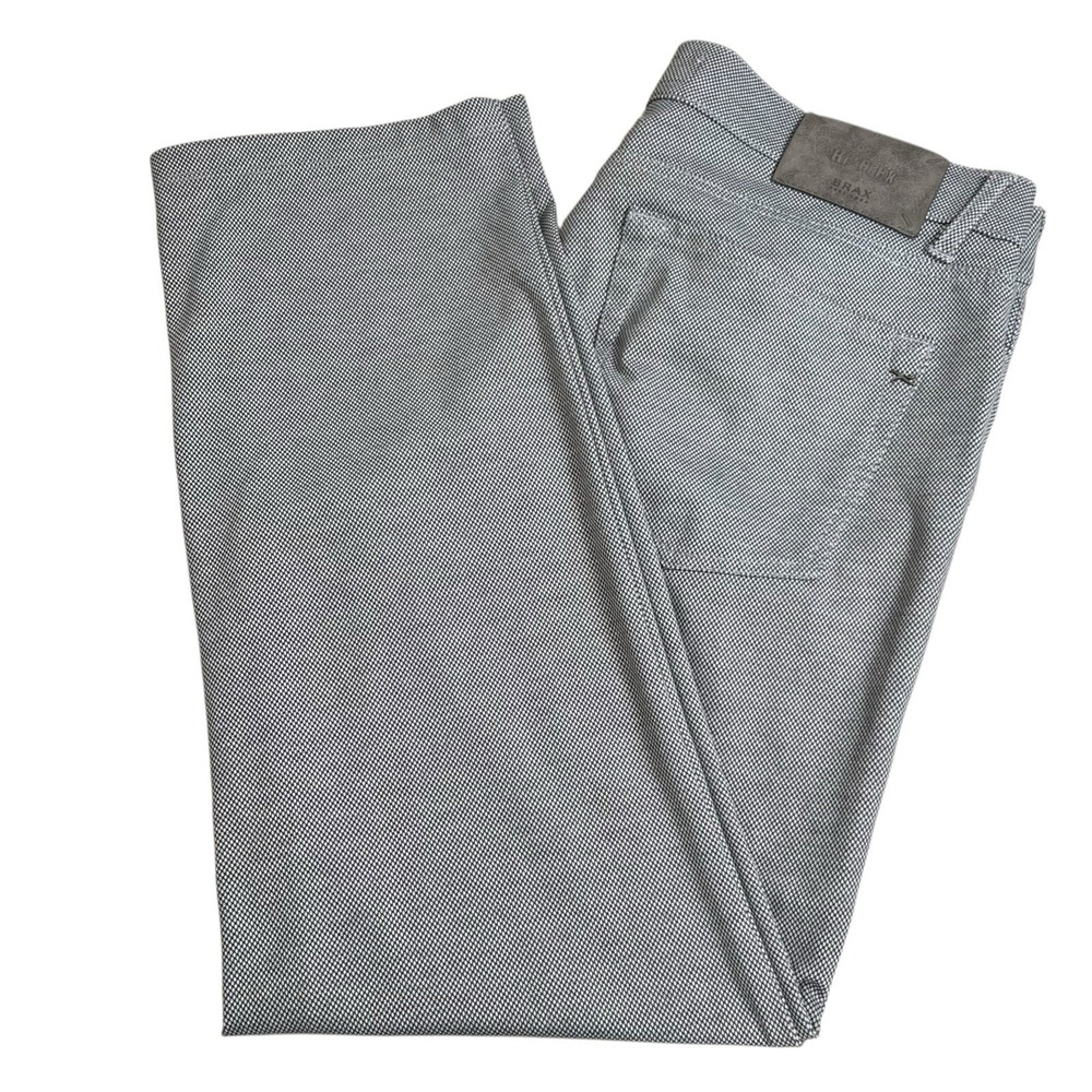 Brax Mens 35X27 Gray Spotted Chuck Modern Fit Slim Straight Stretch Pants‎